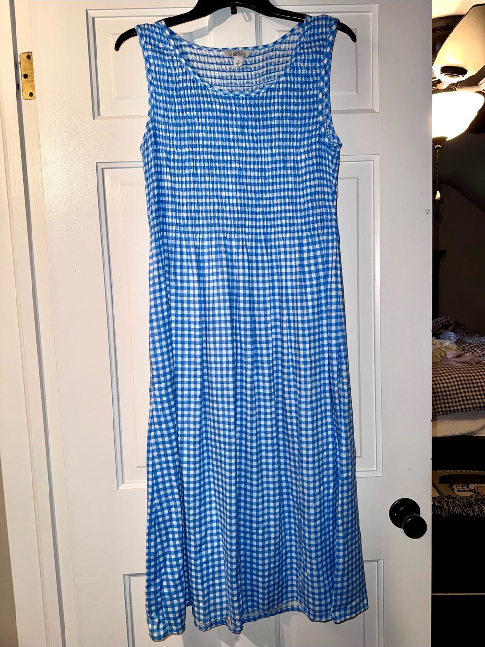 croft & barrow Blue and White Gingham Sleeveless Midi Dress